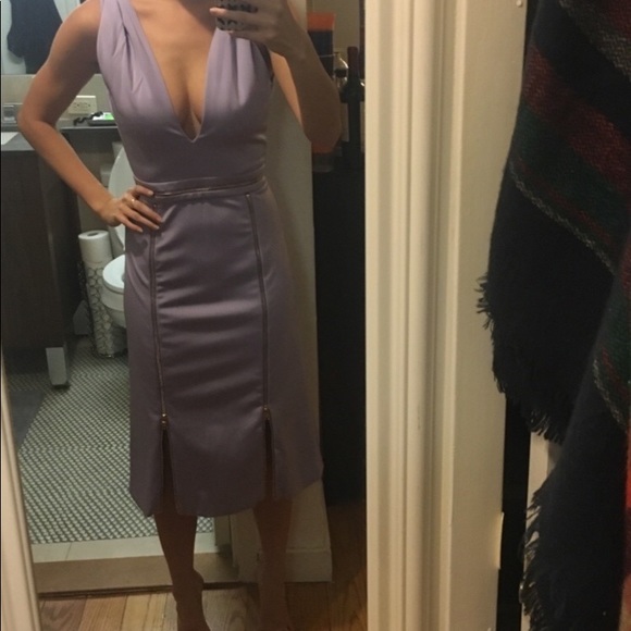 CUSHNIE Lavender Twisted Zipper Dress 6 - Picture 7 of 10